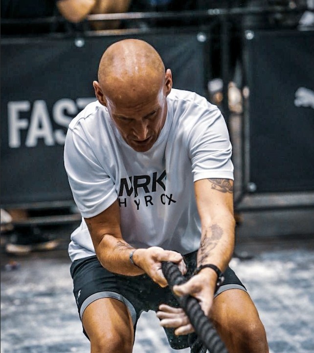 Athlete pulling competition rope